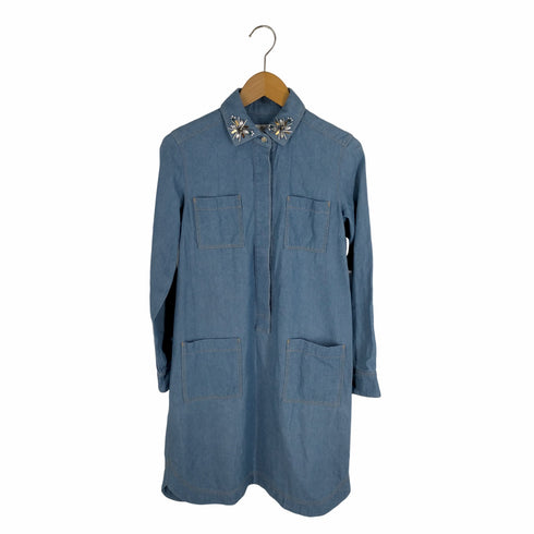 Harriss PARIS ハーフ比翼ボタン デニムシャツ ワンピース レディース 36