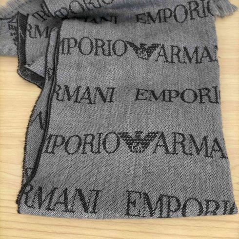 エンポリオアルマーニ EMPORIO ARMANI 総ロゴフリンジマフラー メンズ