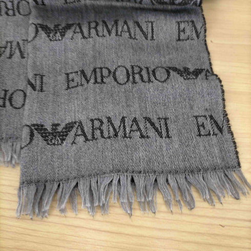 エンポリオアルマーニ EMPORIO ARMANI 総ロゴフリンジマフラー メンズ