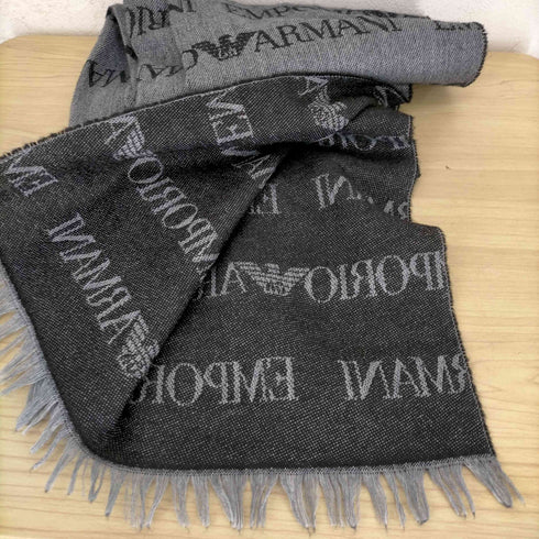 エンポリオアルマーニ EMPORIO ARMANI 総ロゴフリンジマフラー メンズ
