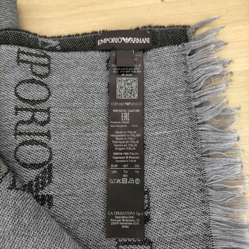 エンポリオアルマーニ EMPORIO ARMANI 総ロゴフリンジマフラー メンズ