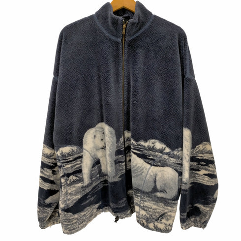 EZZE WEAR 90s カナダ製 アニマル柄 フルジップ ボンバーフリース メンズ import:XL
