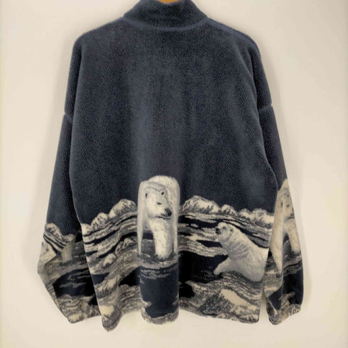EZZE WEAR 90s カナダ製 アニマル柄 フルジップ ボンバーフリース メンズ import:XL