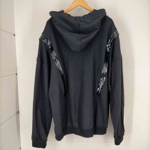 ヨイカダカダ yoikadakada Printed hoodie/Black エナメルテープジップデザイン プルオーバーパーカー メンズ JPN:L