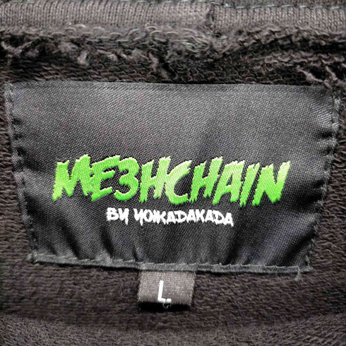 ヨイカダカダ yoikadakada Printed hoodie/Black エナメルテープジップデザイン プルオーバーパーカー メンズ JPN:L