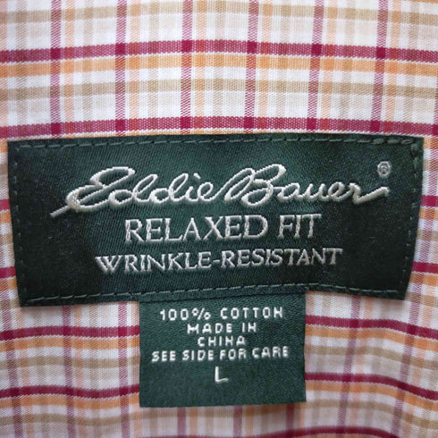 エディーバウアー Eddie Bauer RELAXED FIT ボタンダウンショートスリーブチェックシャツ メンズ JPN:L