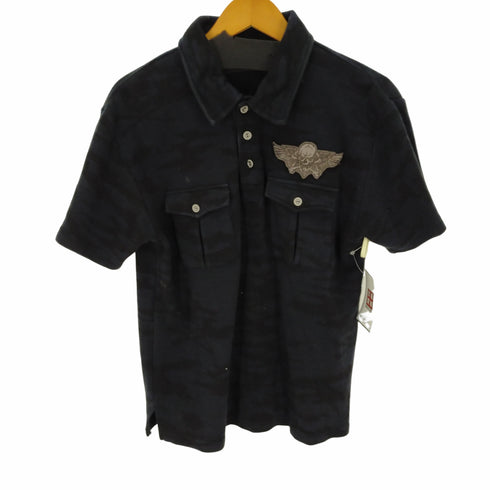 バンソン VANSON S/S 迷彩柄 2ポケットポロシャツ ドクロ スカル メンズ JPN:L