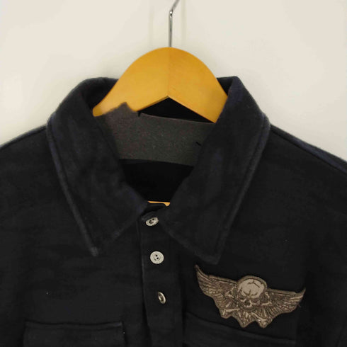 バンソン VANSON S/S 迷彩柄 2ポケットポロシャツ ドクロ スカル メンズ JPN:L