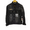 New Jeans ダメージ加工 パッチワーク 背面プリントデニムジャケット メンズ JPN:L