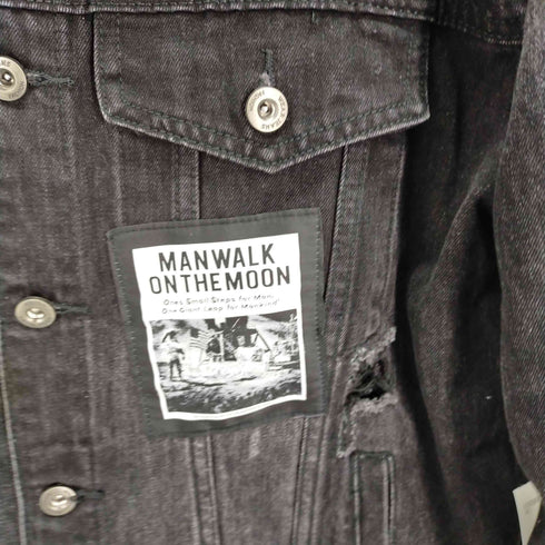 New Jeans ダメージ加工 パッチワーク 背面プリントデニムジャケット メンズ JPN:L