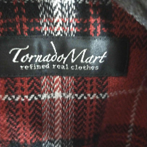 トルネードマート TORNADO MART フロッキ―プリントチェックネルシャツ メンズ