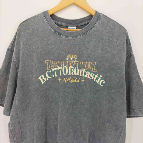 new wave street culture design by inflation ウォッシュド加工 プリント クルーネック カットソー メンズ JPN:XL