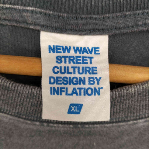 new wave street culture design by inflation ウォッシュド加工 プリント クルーネック カットソー メンズ JPN:XL