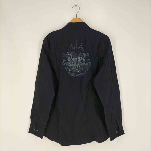 カルバンクライン CALVIN KLEIN modern fit ペイントロゴプリント ワークシャツ メンズ import:L