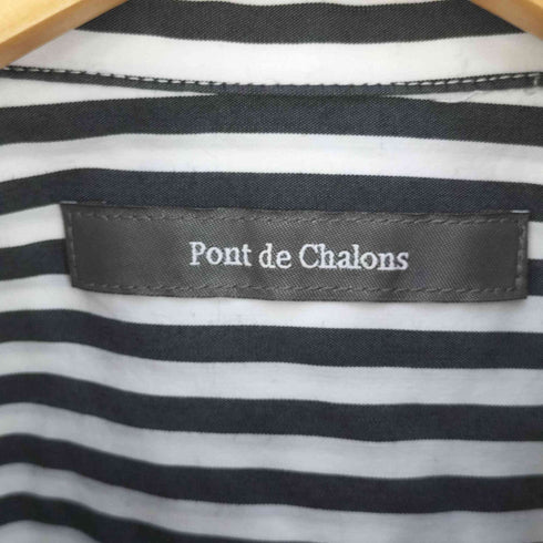 ポンデシャロ PONT DE CHALONS パールボタン 比翼ボタン ストライプシャツ レディース