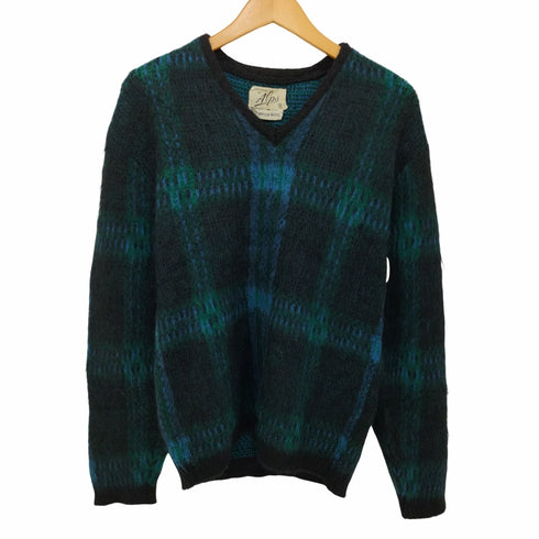 アルプス ALPS 60s モヘア チェック柄Vネックニット メンズ import:M