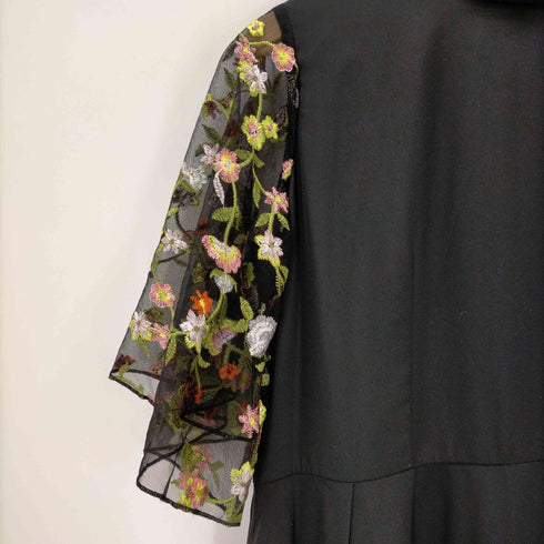 メルロプラス MERLOT PLUS レース切替 花刺繍ワンピース レディース