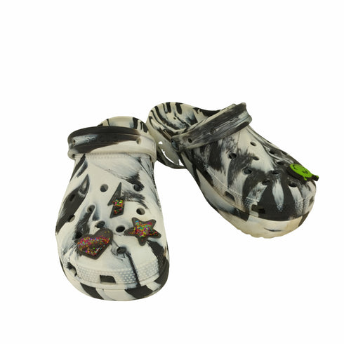 クロックス crocs CLSCPLATFORMMARBLEDCG W BLACK/WHITE レディース 9