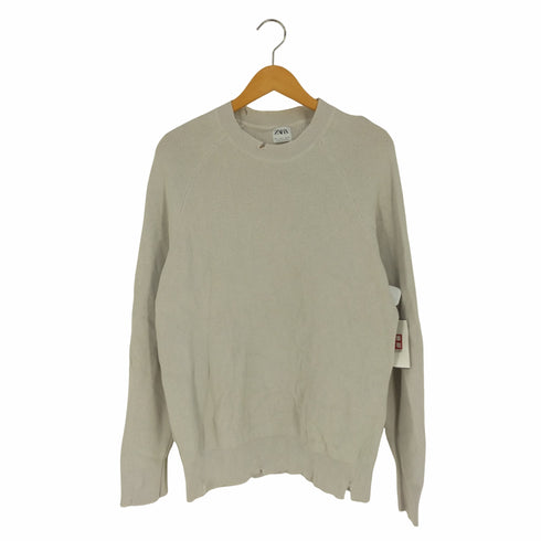 ザラ ZARA ヘムダメージ加工 ラグランスリーブ コットンニット メンズ import:L