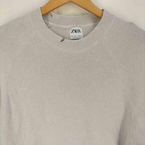 ザラ ZARA ヘムダメージ加工 ラグランスリーブ コットンニット メンズ import:L