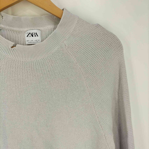ザラ ZARA ヘムダメージ加工 ラグランスリーブ コットンニット メンズ import:L