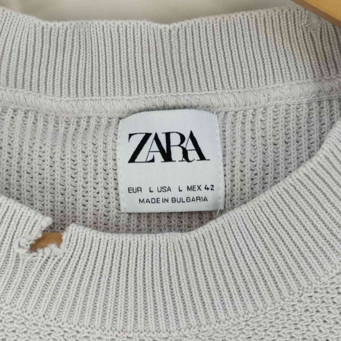 ザラ ZARA ヘムダメージ加工 ラグランスリーブ コットンニット メンズ import:L