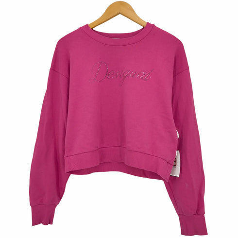 デシグアル Desigual ラインストーン クロップドスウェット レディース import:M