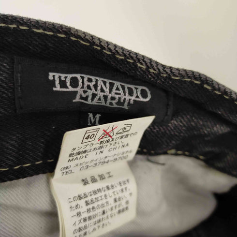 トルネードマート TORNADO MART ローライズブラックデニムパンツ バイカー フレア ブーツカット ワッペン バイカー コンチョボタン メンズ JPN:M