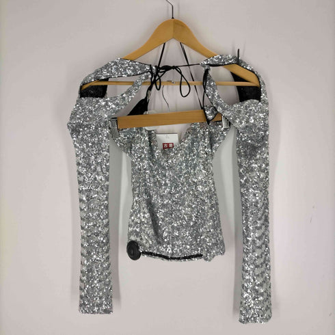 The Attico Zane Sequinned Cut-out Top レディース