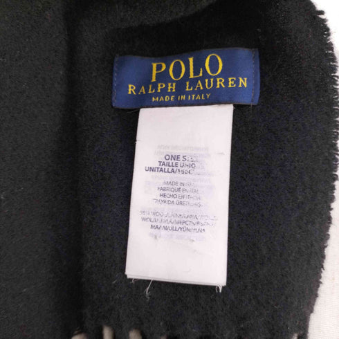 ポロラルフローレン POLO RALPH LAUREN イタリア製 ポニー刺繍 ウール フリンジマフラー メンズ ONE SIZE