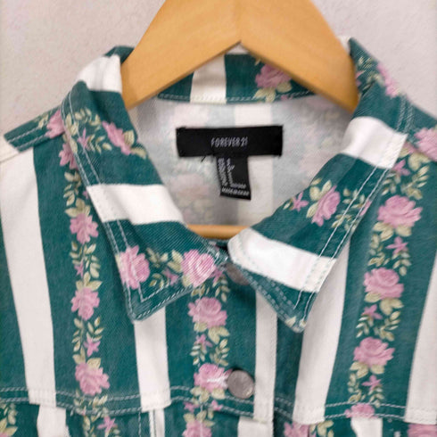 フォーエバートウェンティーワン FOREVER21 花柄 ストライプデニムジャケット メンズ JPN:S