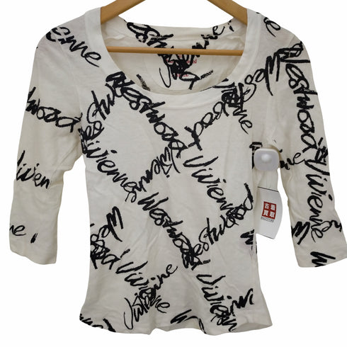 ヴィヴィアンウエストウッドレッドレーベル Vivienne Westwood RED LABEL リネン混 筆記体ロゴプリントカットソー レディース 2