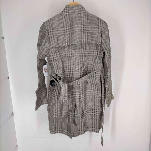 エンポリオアルマーニ EMPORIO ARMANI 大判チェック柄リネントレンチコート レディース JPN:38