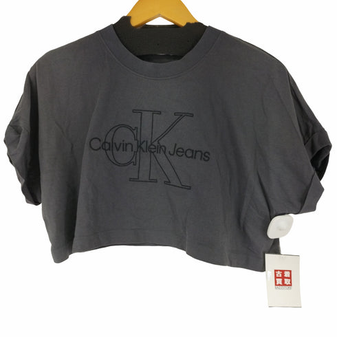 カルバンクラインジーンズ Calvin Klein Jeans ロゴ刺繍 クロップドS/Sカットソー Logo Short Sleeve レディース JPN:M