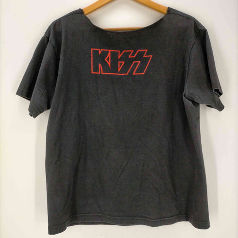 バンドプリント ネックカットオフ 半袖Tシャツ メンズ