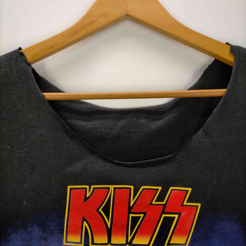 バンドプリント ネックカットオフ 半袖Tシャツ メンズ