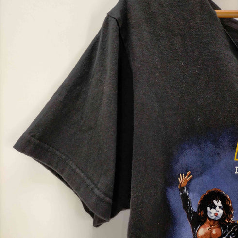 バンドプリント ネックカットオフ 半袖Tシャツ メンズ