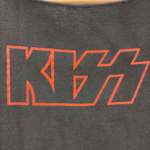 バンドプリント ネックカットオフ 半袖Tシャツ メンズ