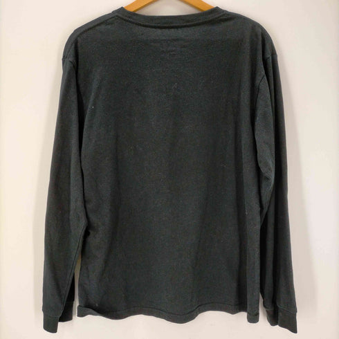 バンドプリント クルーネック ロングTシャツ メンズ LL