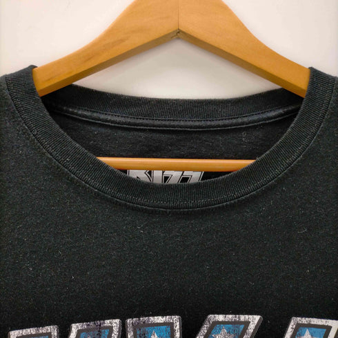 バンドプリント クルーネック ロングTシャツ メンズ LL