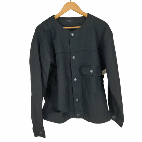 グローバルワーク GLOBAL WORK ノーカラーブラックトラッカージャケット メンズ JPN:L