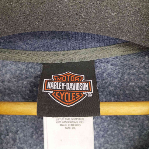ハーレーダビッドソン HARLEY-DAVIDSON 両面ロゴプリント ハイネックジップスウェット メンズ 2XL