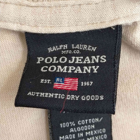 ポロジーンズカンパニーラルフローレン POLO JEANS COMPANY RALPH LAUREN ダメージ加工 ロゴパッチ 長袖Tシャツ メンズ import:XL