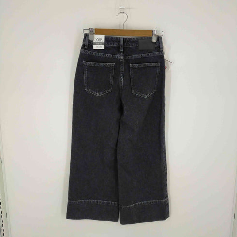 ザラ ZARA WIDE-LEG CROPPED HIGH-WAIST FRONT SEAMED JEANS レディース 34