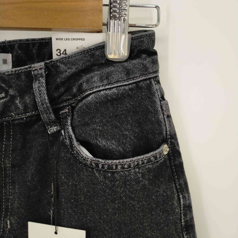 ザラ ZARA WIDE-LEG CROPPED HIGH-WAIST FRONT SEAMED JEANS レディース 34