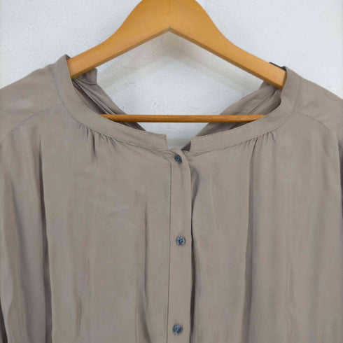 メルローズ MELROSE レーヨンキュプラ ノーカラーサテンワンピース レディース