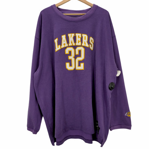 ハードウッドクラシック hardwood classics LAKERS 32番 ビッグサイズ NBA クルーネック長袖Tシャツ メンズ 3XL