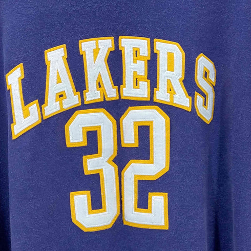 ハードウッドクラシック hardwood classics LAKERS 32番 ビッグサイズ NBA クルーネック長袖Tシャツ メンズ 3XL