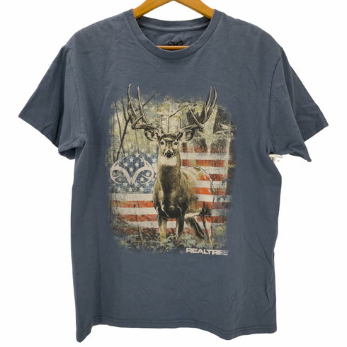 REALTREE アニマルプリント 星条旗 S/S クルーネックTシャツ メンズ import:M