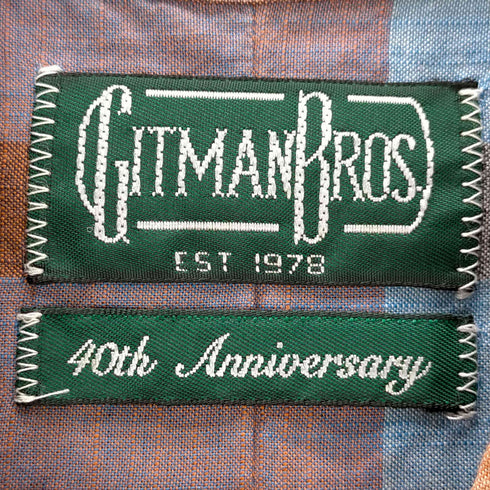 ギットマンブラザーズ GITMANBROS 40TH ANNIVERSARY USA製 ボタンダウン チェック柄 半袖シャツ メンズ import:L